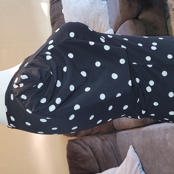 Women's Black and White Polka Dot Blouse Medium - Picture 3 of 6